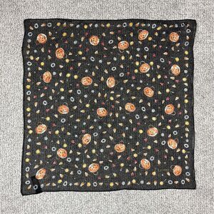 ECHO Scarf Womens One Size Black Silk Halloween Pumpkin Candy Corn Square Print